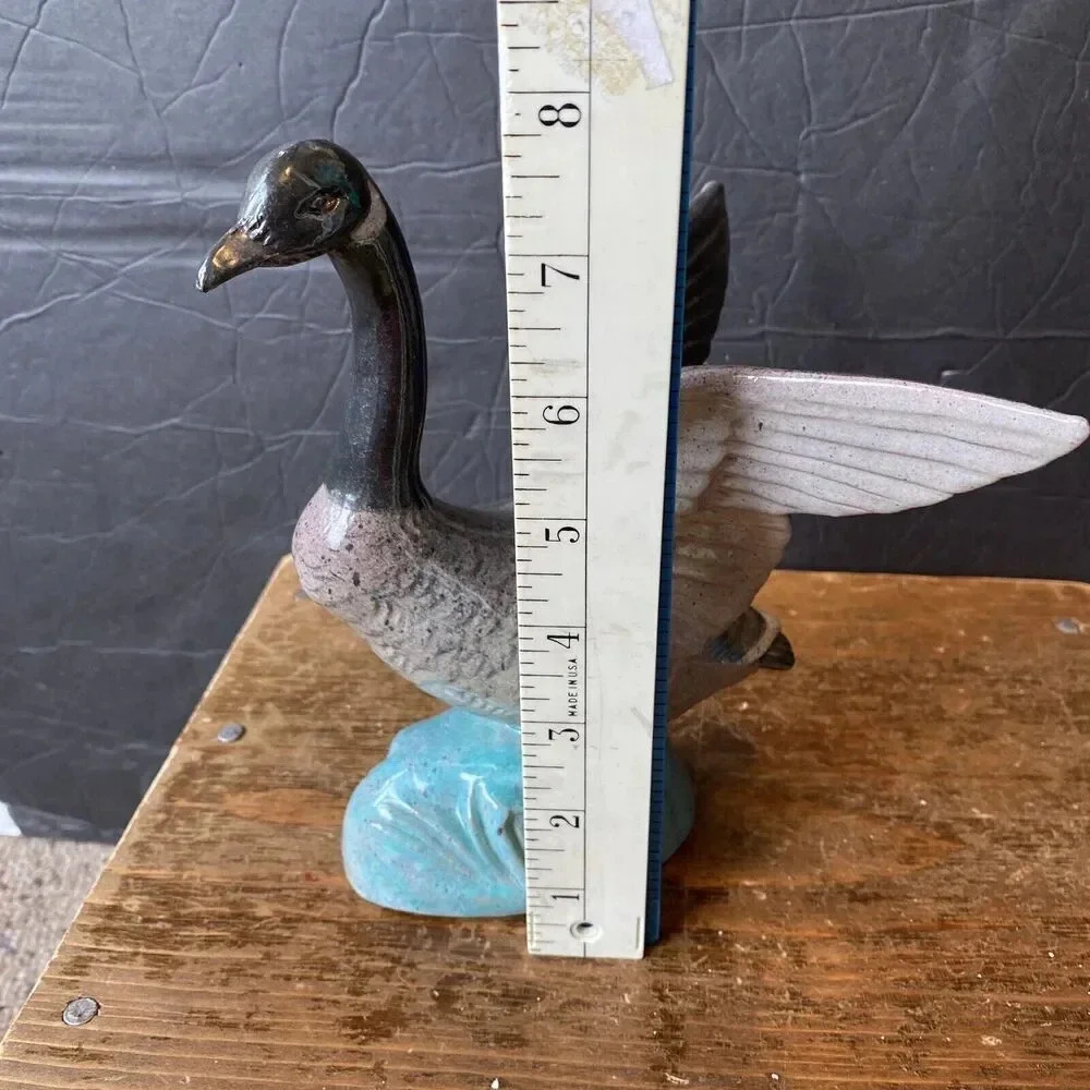 VTG Jarko Zavi Canadian Goose Mates Gray Green Sculpture Figurine Art Pottery - Picture 3 of 6